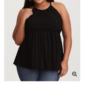 Torrid black lace panel babydoll tank